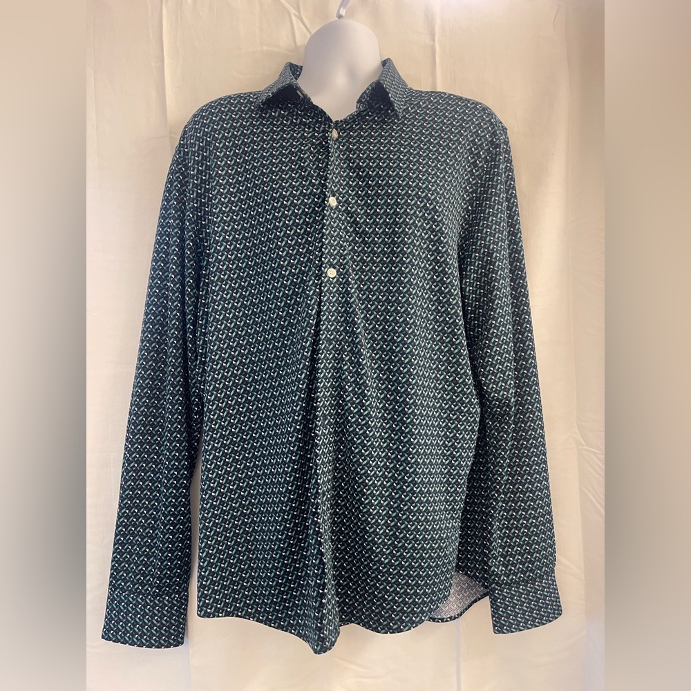 Murano Men's Geometric Black and White Shirt